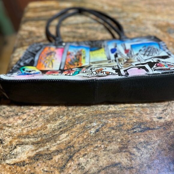 Biacci Leather Excellent Condition Hand Painted Satchel Purse Bag Handbag - Picture 3 of 8